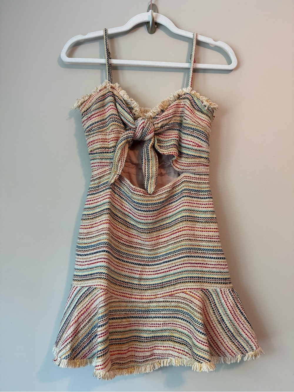 Lovers + Friends “Lemon Lime” Striped Tweed Mini Dress Sz XXS VGUC